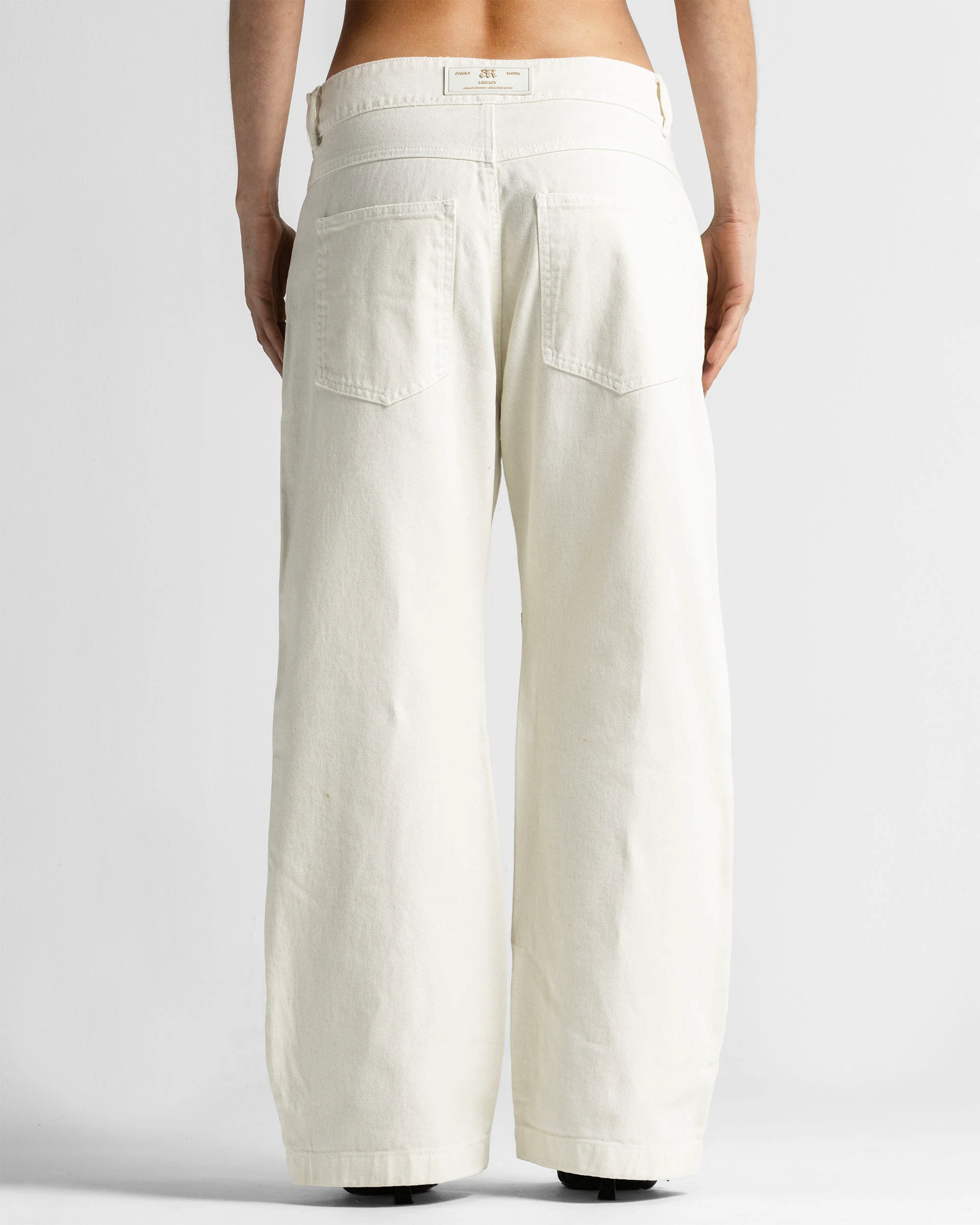 Cream Denim Pant Suede Print - Unisex - Image 3