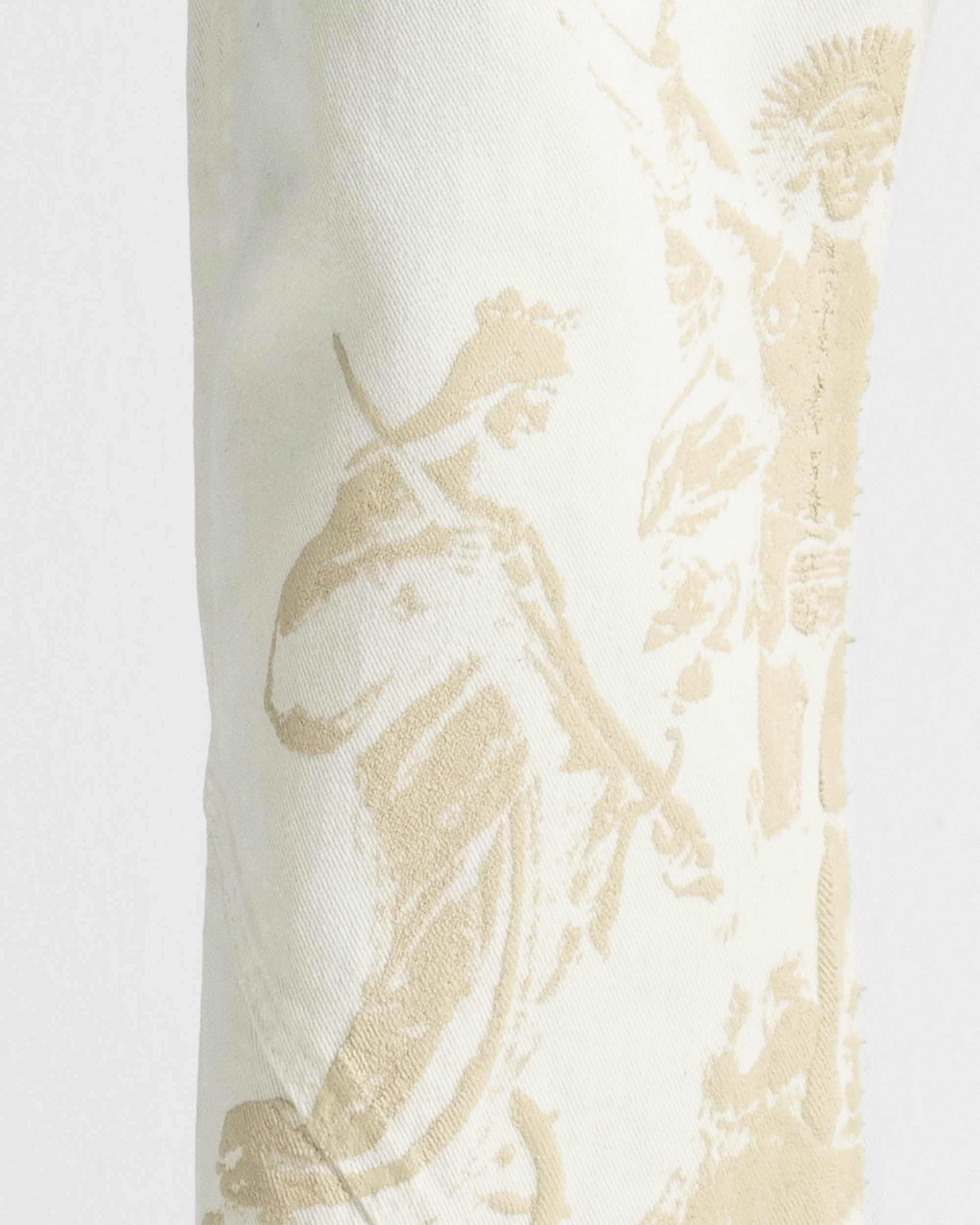 Cream Denim Pant Suede Print - Image 7