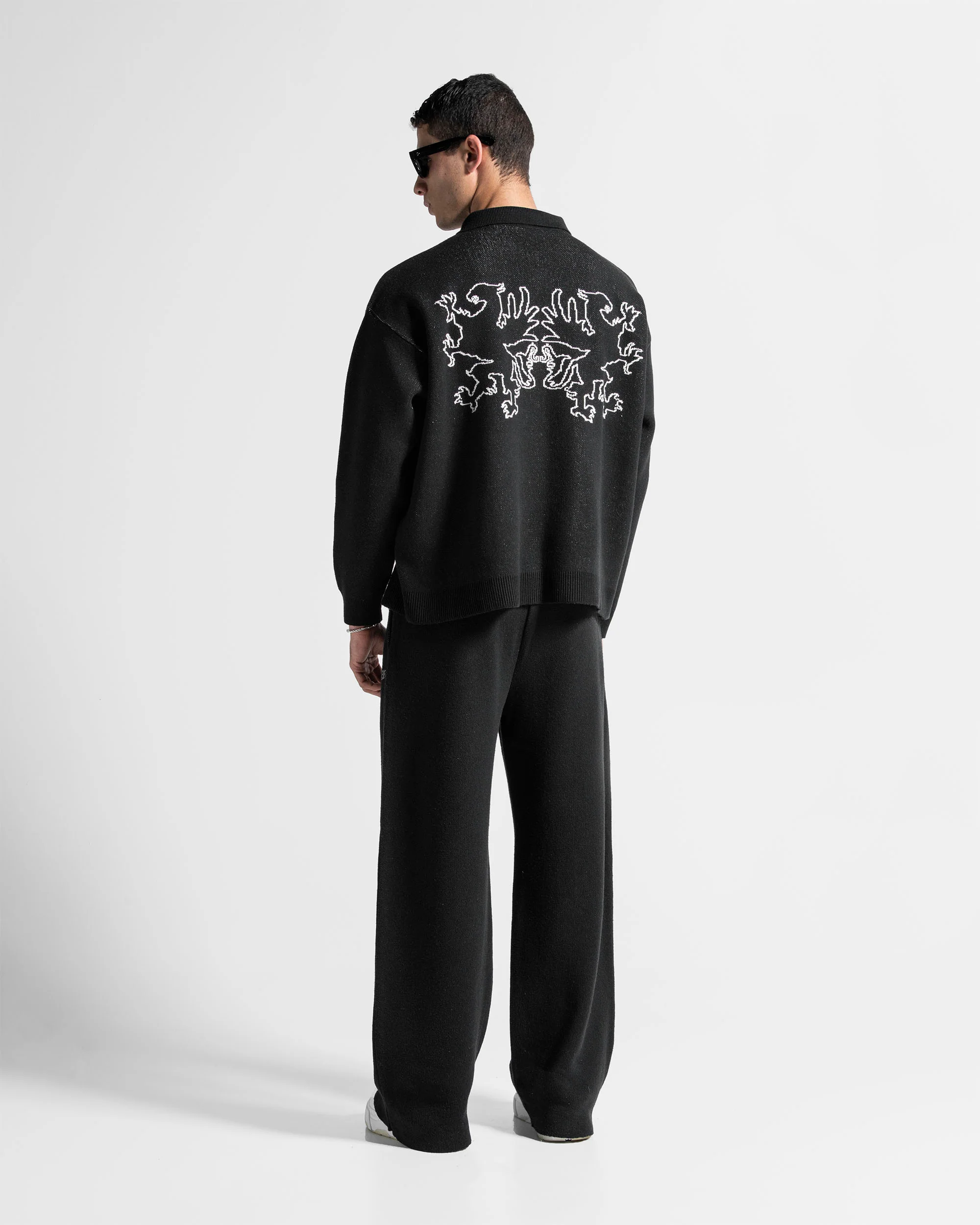 Knit Sweater Polo Negro Con Blanco - Image 6