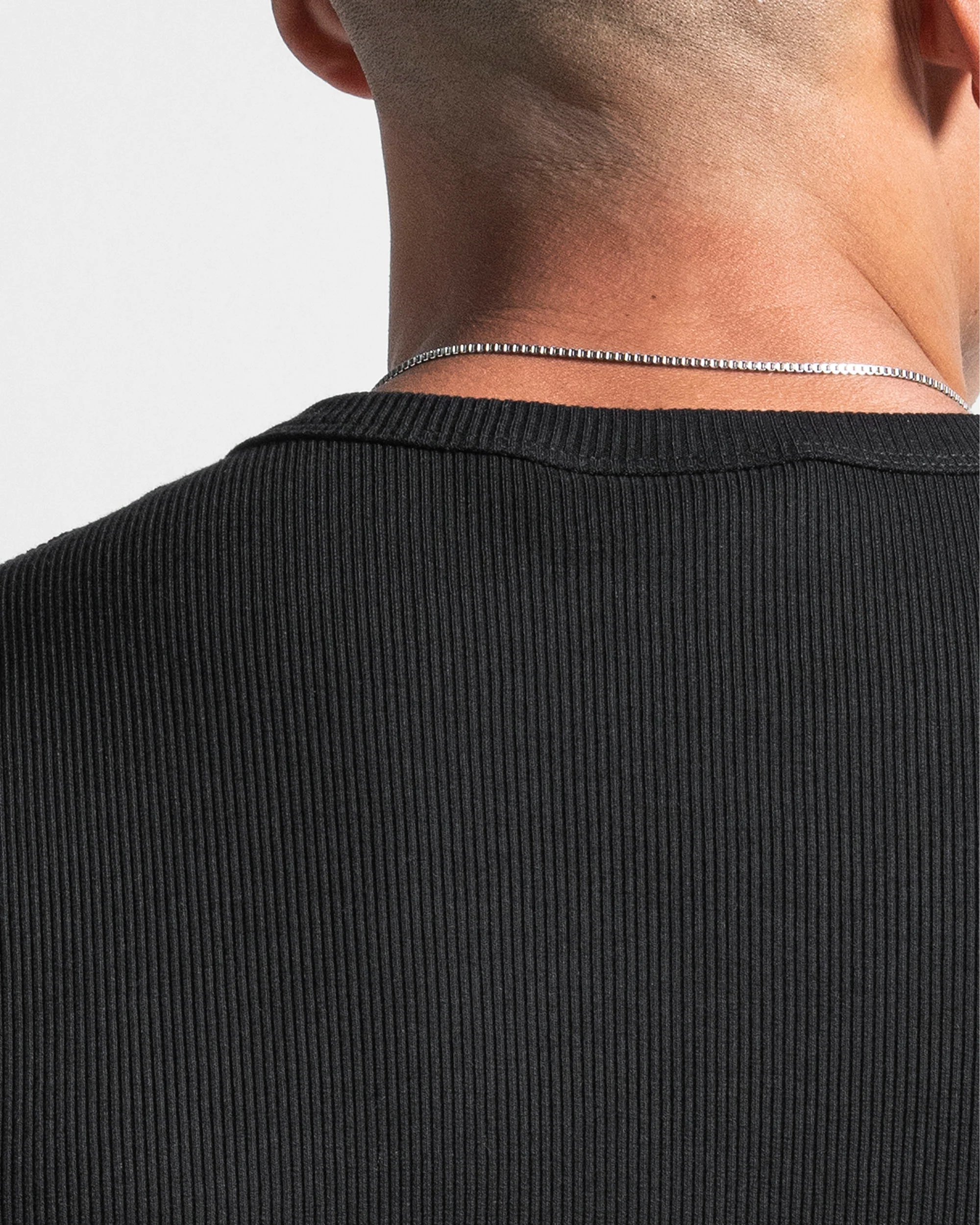 Slim Ribbed Tshirt Black - Image 4