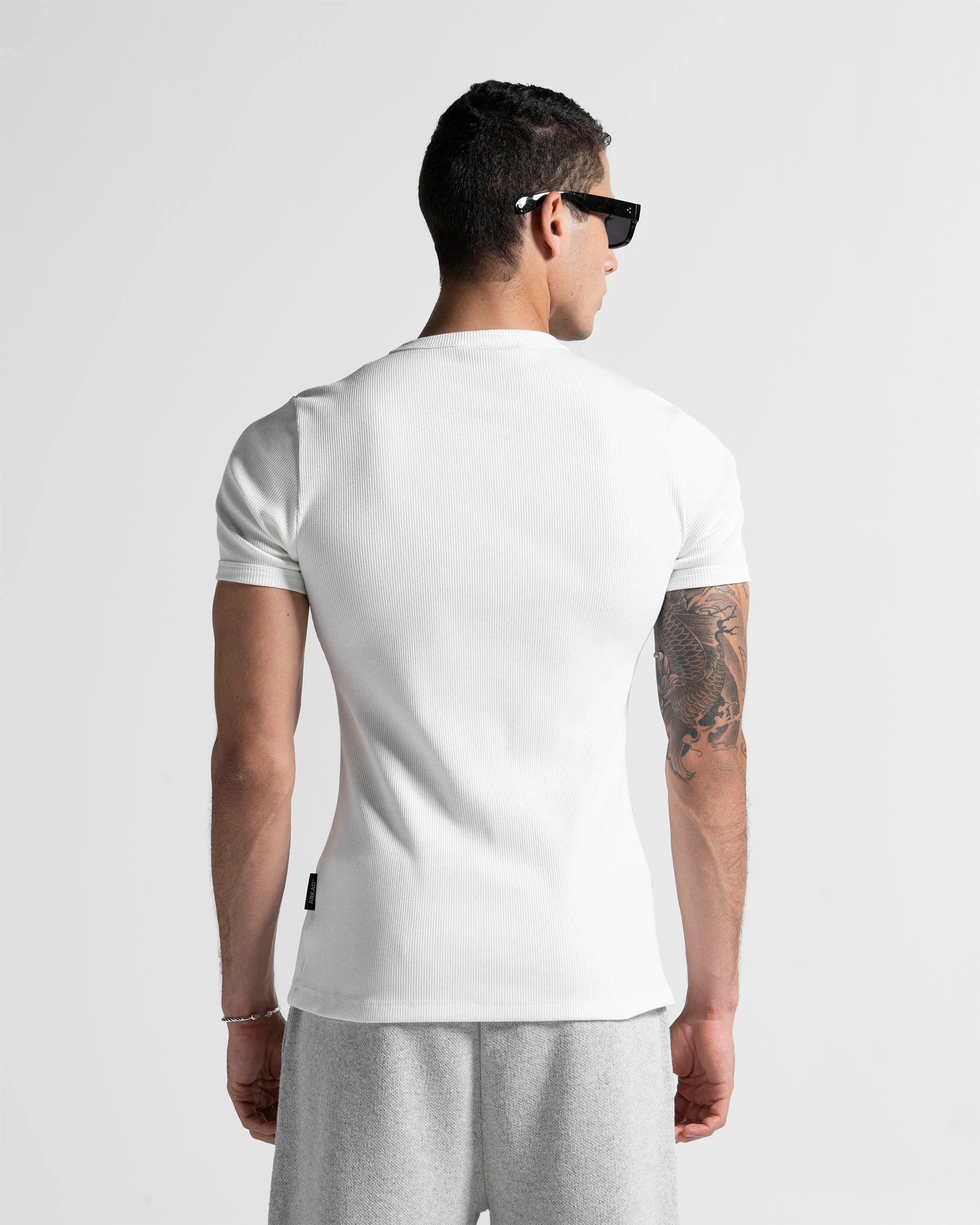 Slim Ribbed Tshirt White - Image 2