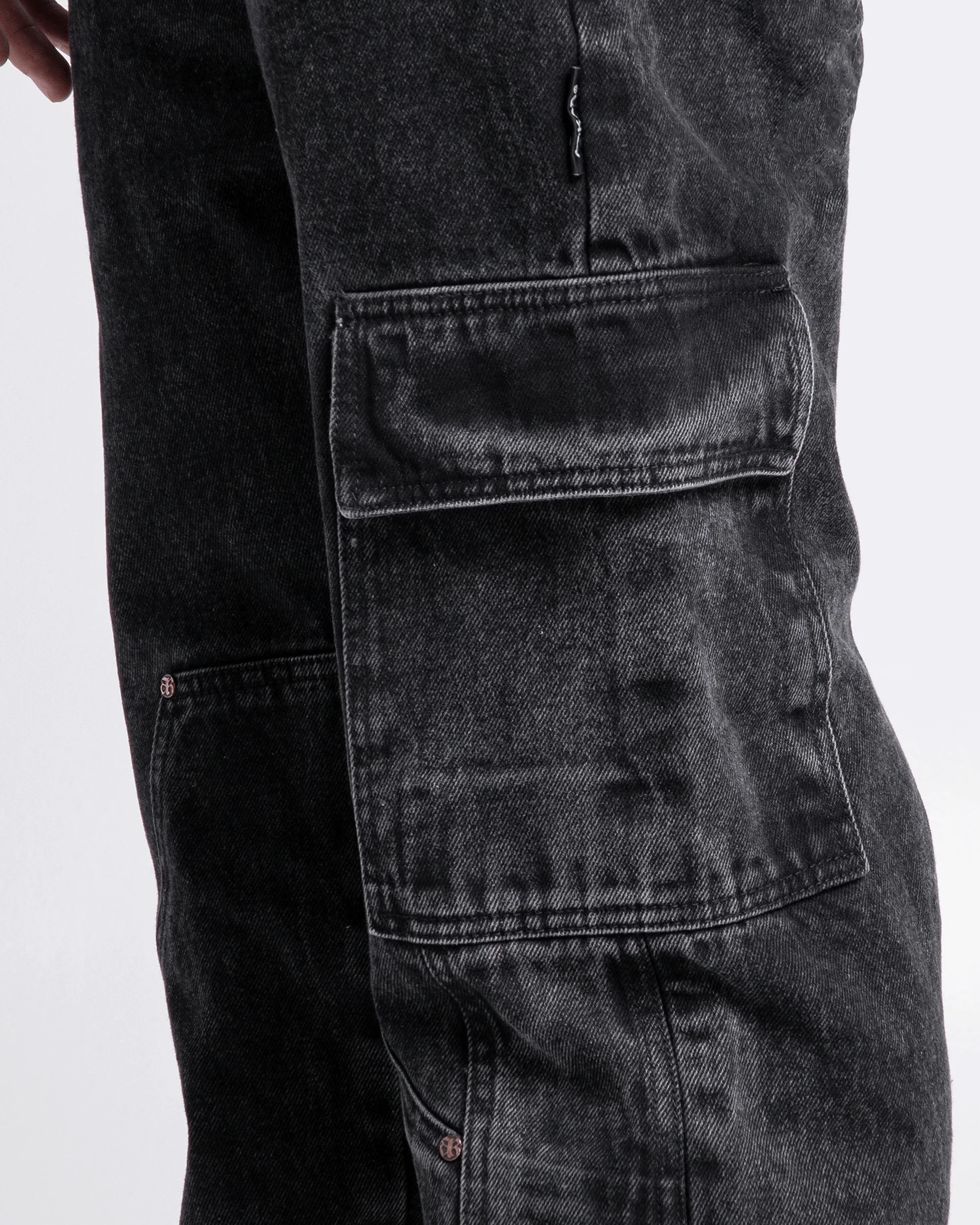 Washed Denim Pant Cargo Negro - Image 8